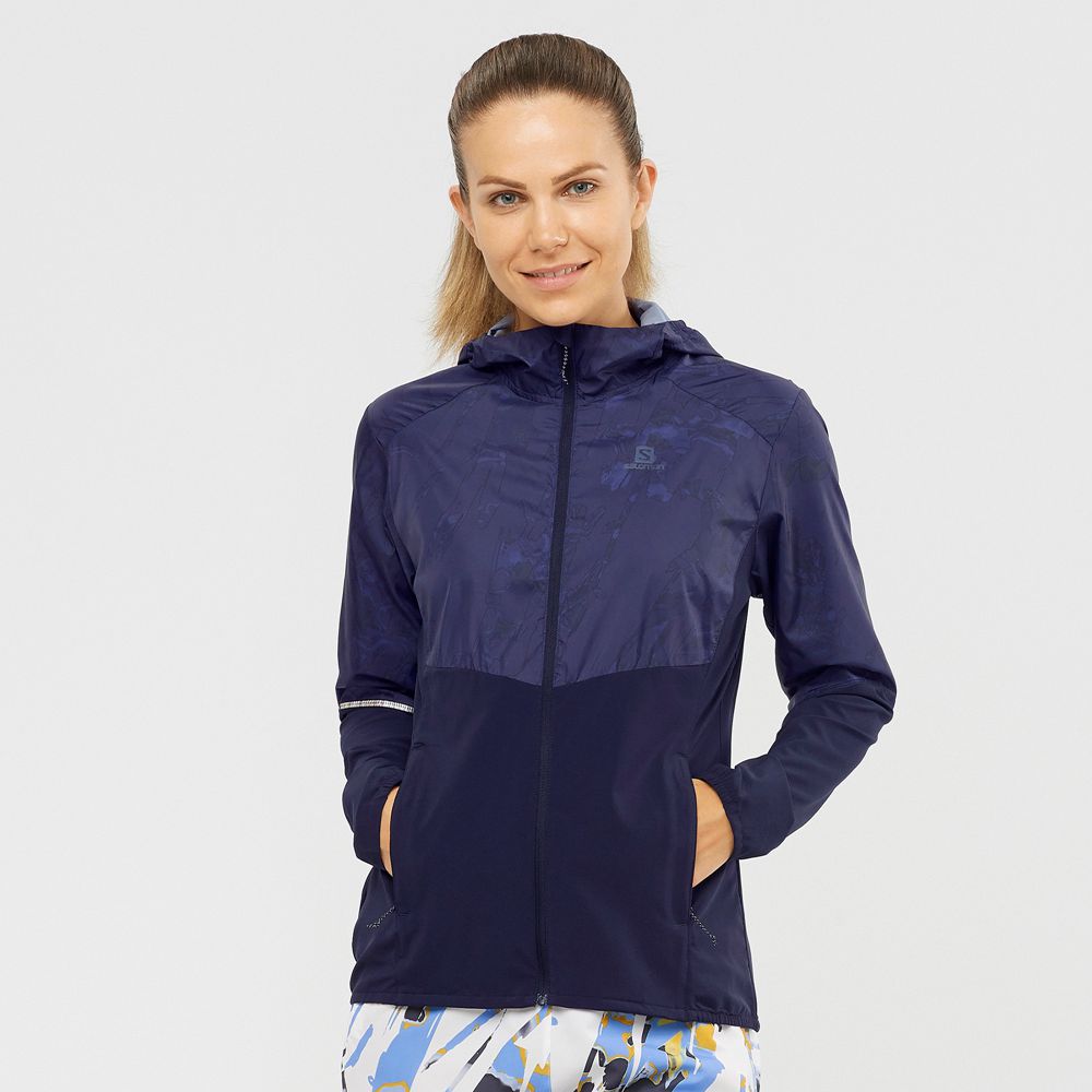 Salomon AGILE WIND Chaquetas Mujer - Azul Marino - Colombia (09541-HKLQ)